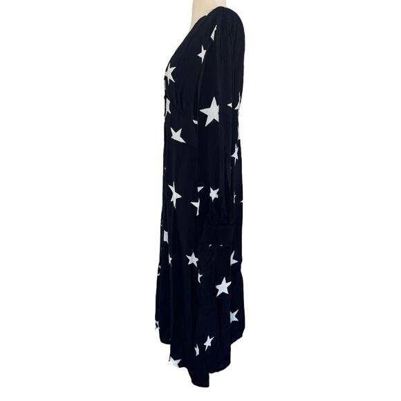 NOBODY’S CHILD Black & White Star Siri Midi Dress Boho Chic Whimsical Goth Sz 8 - Picture 11 of 12